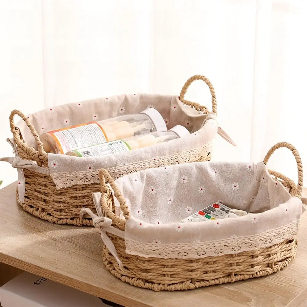Wicker Storage Baskets For Shelves Organizing Decorative