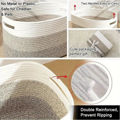 Cotton Rope Woven Storage Basket Bohemian Style