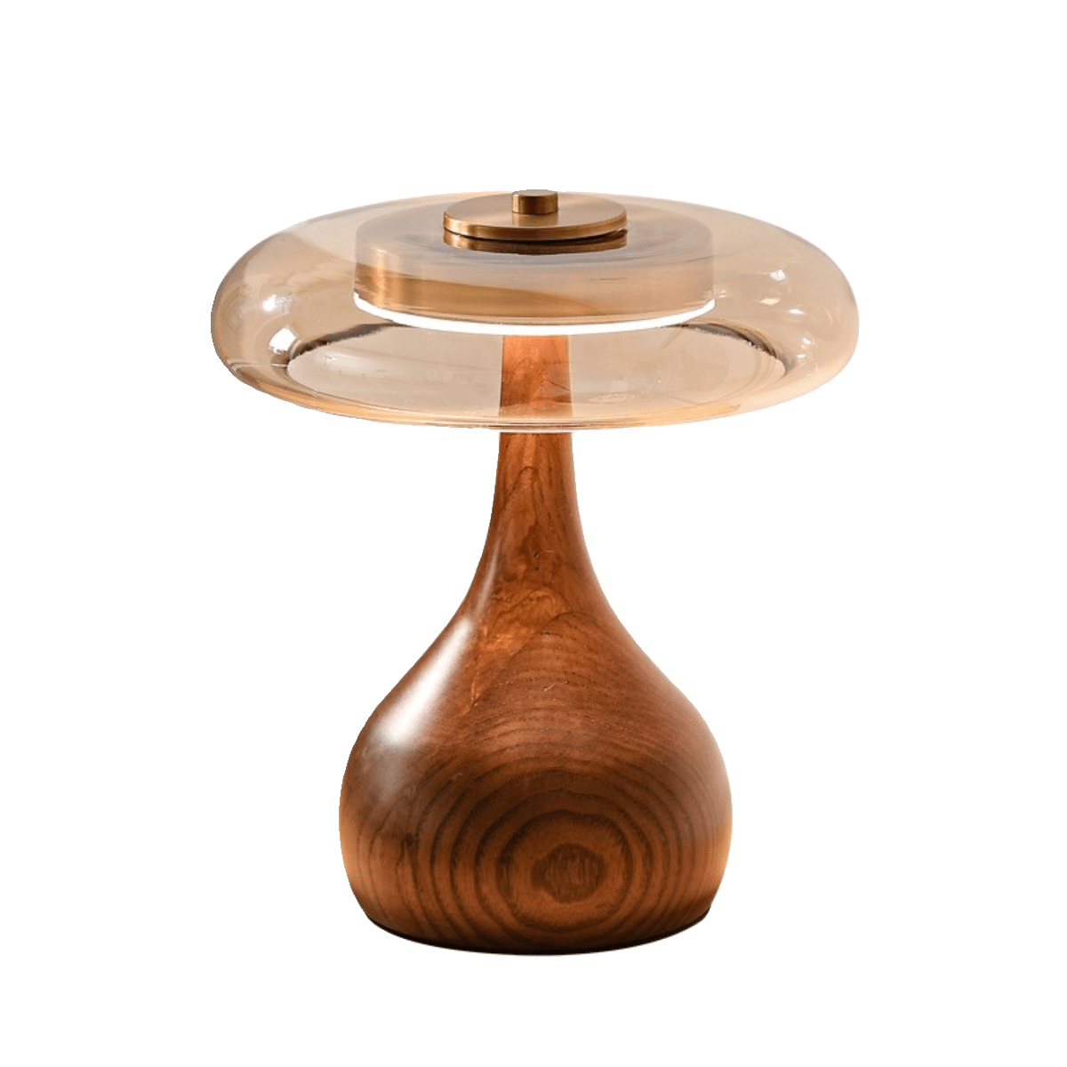 Walnut Sienna Table Lamp Amber Glass LED Accent Light