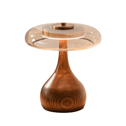 Walnut Sienna Table Lamp Amber Glass LED Accent Light