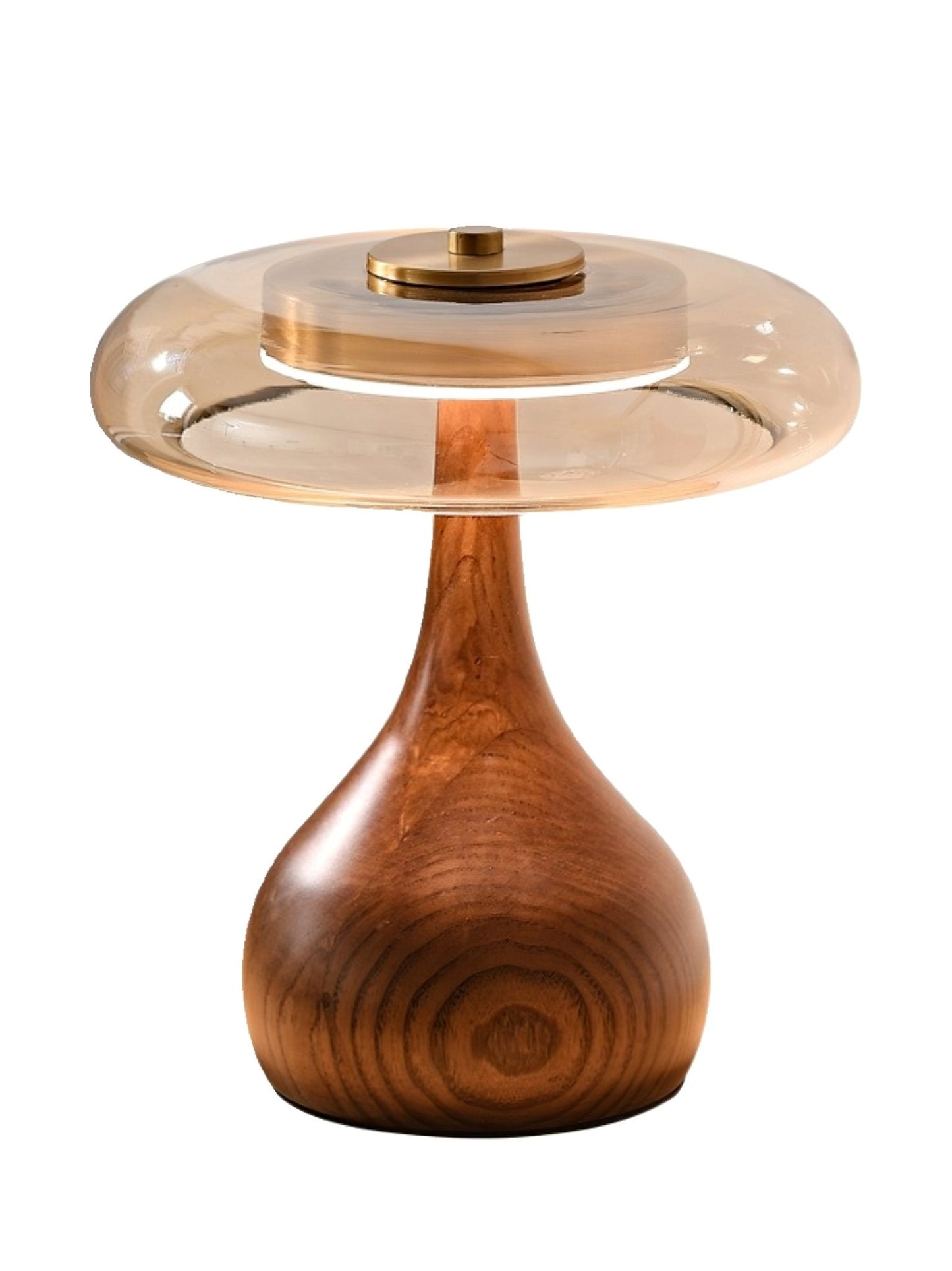 Walnut Sienna Table Lamp Amber Glass LED Accent Light