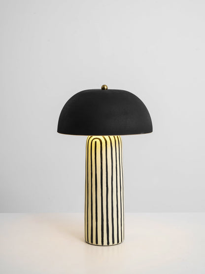Stria Ceramic Table Lamp Black White Stripe Modern Indoor Lighting