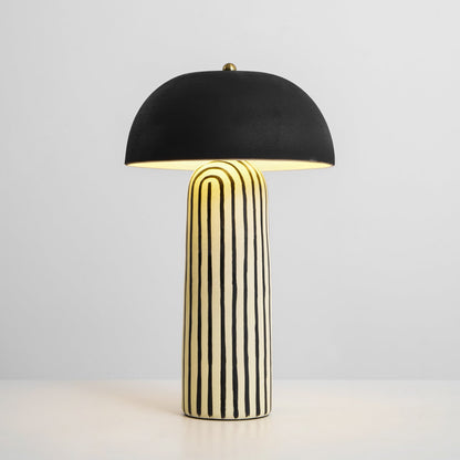 Stria Ceramic Table Lamp Black White Stripe Modern Indoor Lighting