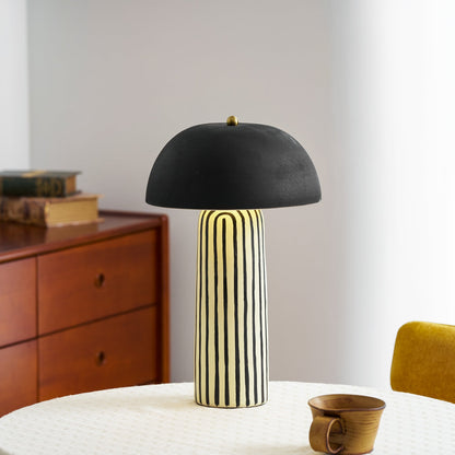 Stria Ceramic Table Lamp Black White Stripe Modern Indoor Lighting