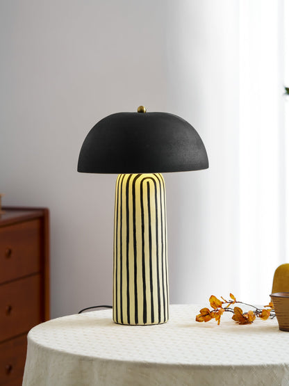 Stria Ceramic Table Lamp Black White Stripe Modern Indoor Lighting