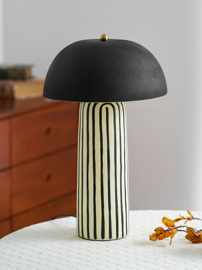 Stria Ceramic Table Lamp Black White Stripe Modern Indoor Lighting