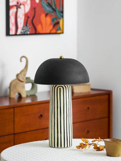 Stria Ceramic Table Lamp Black White Stripe Modern Indoor Lighting
