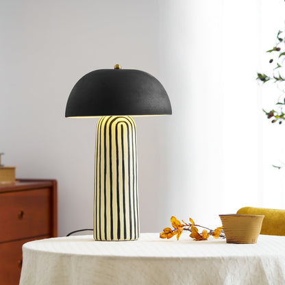 Stria Ceramic Table Lamp Black White Stripe Modern Indoor Lighting