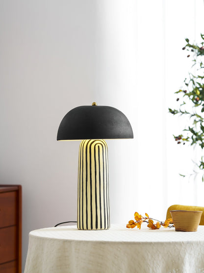 Stria Ceramic Table Lamp Black White Stripe Modern Indoor Lighting