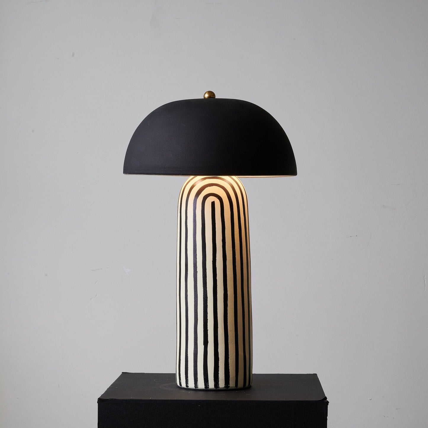 Stria Ceramic Table Lamp Black White Stripe Modern Indoor Lighting