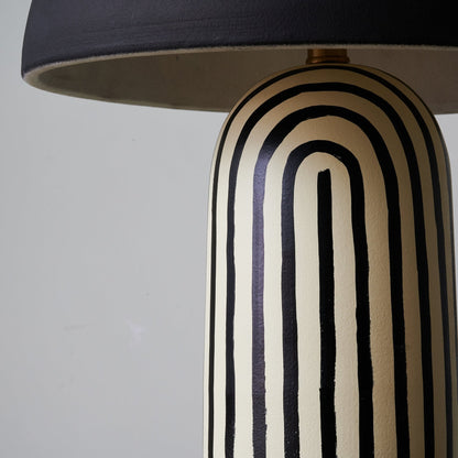 Stria Ceramic Table Lamp Black White Stripe Modern Indoor Lighting