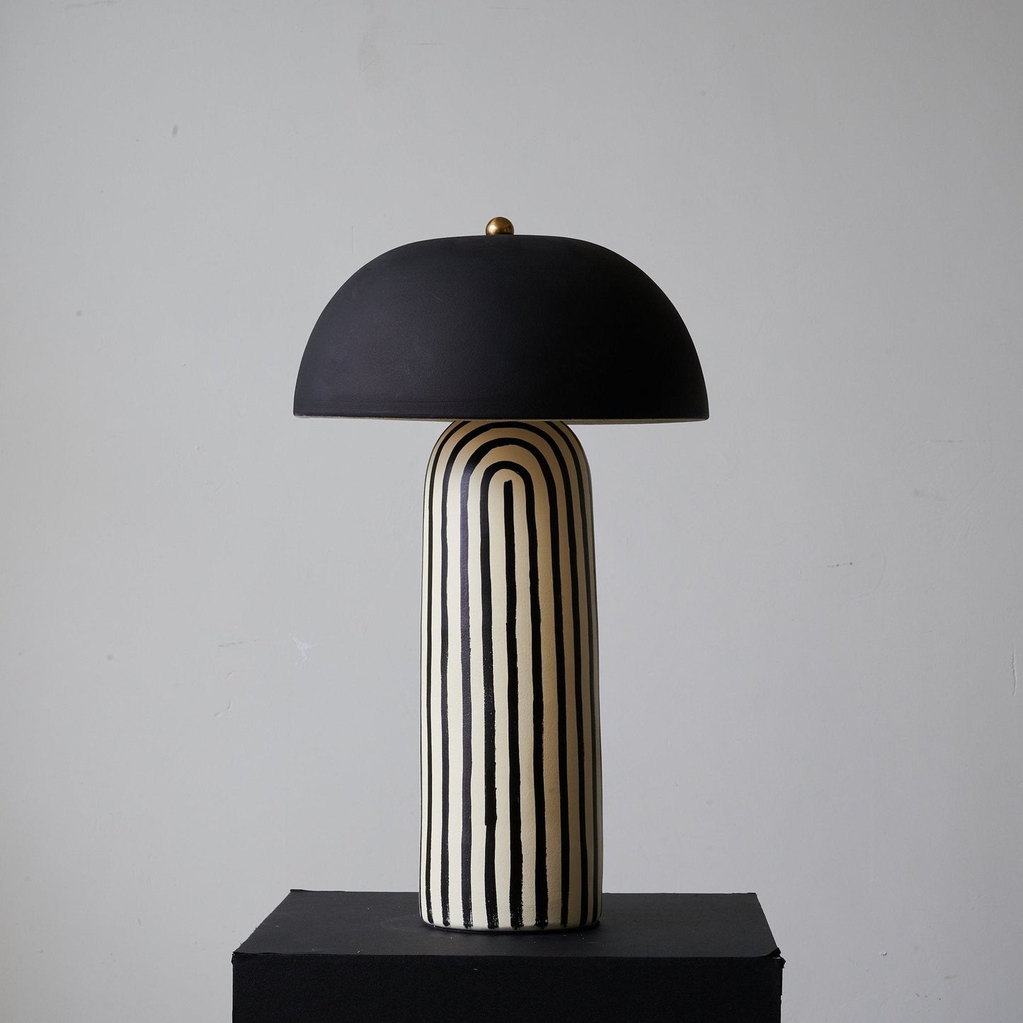 Stria Ceramic Table Lamp Black White Stripe Modern Indoor Lighting