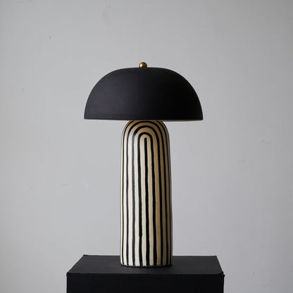 Stria Ceramic Table Lamp Black White Stripe Modern Indoor Lighting