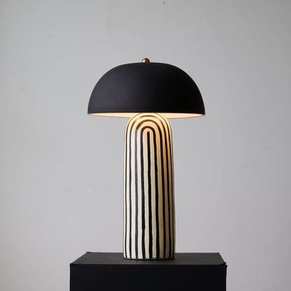 Stria Ceramic Table Lamp Black White Stripe Modern Indoor Lighting