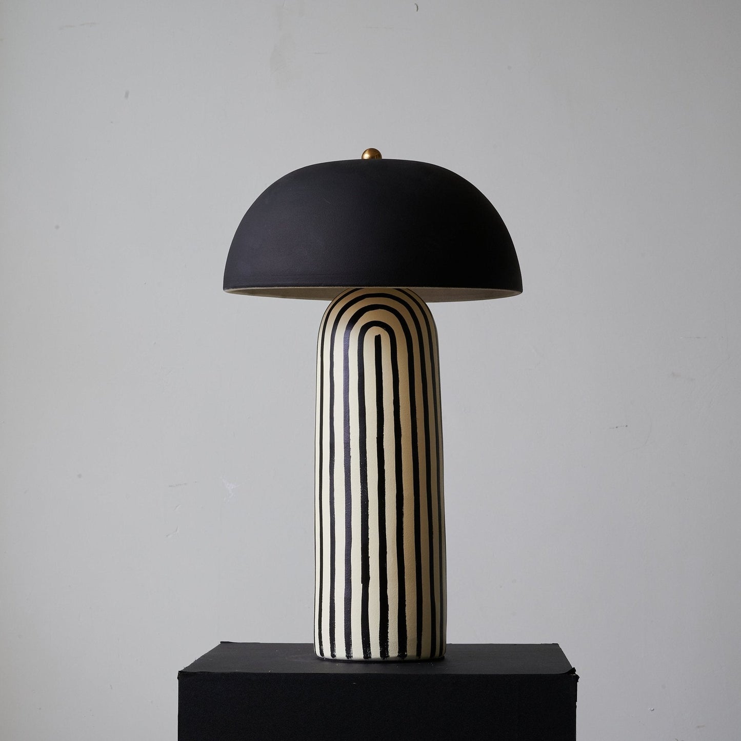Stria Ceramic Table Lamp Black White Stripe Modern Indoor Lighting