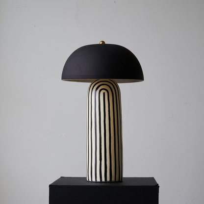 Stria Ceramic Table Lamp Black White Stripe Modern Indoor Lighting