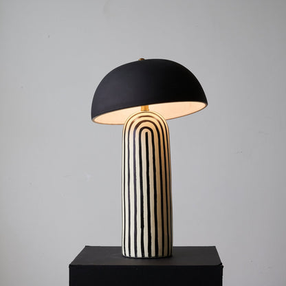 Stria Ceramic Table Lamp Black White Stripe Modern Indoor Lighting