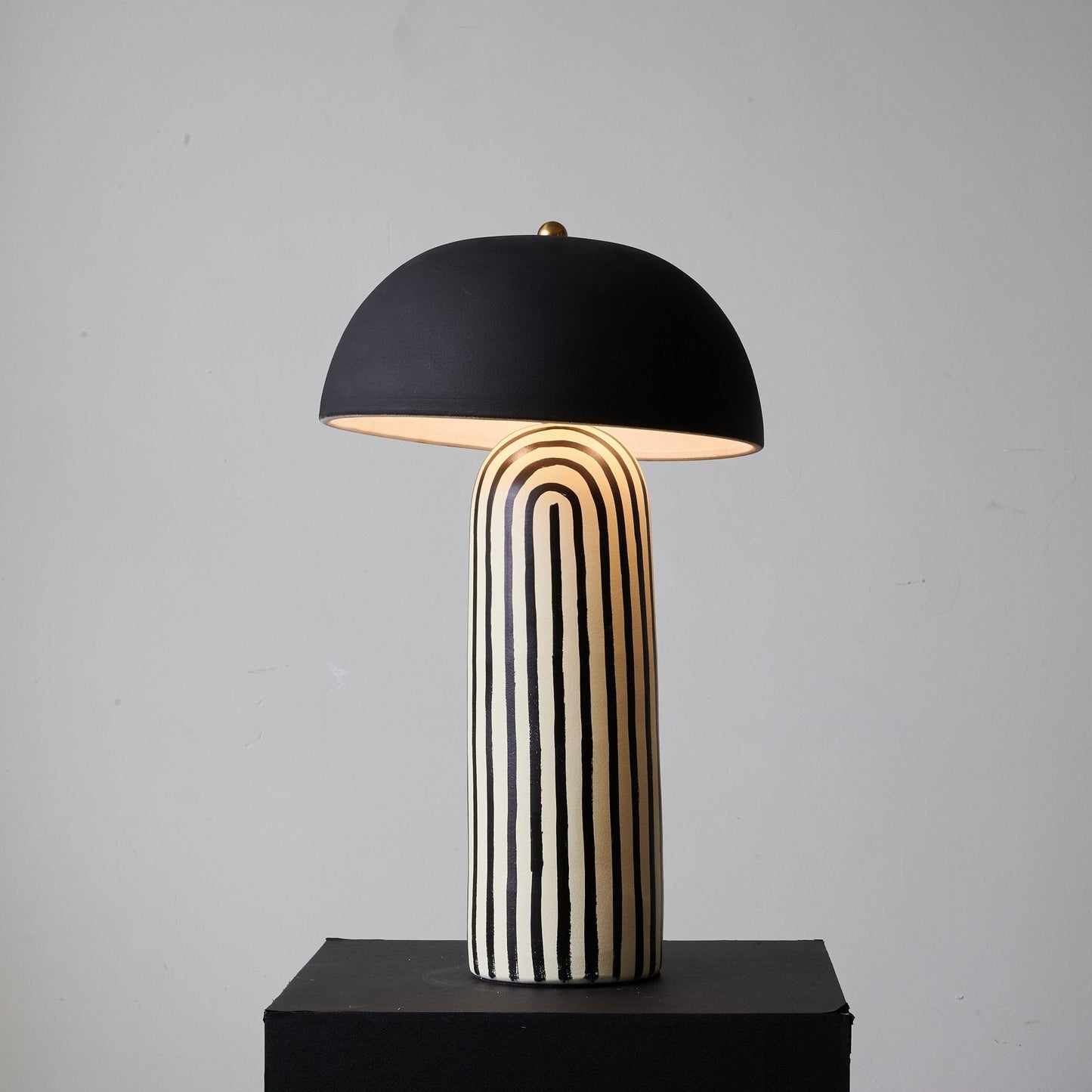 Stria Ceramic Table Lamp Black White Stripe Modern Indoor Lighting