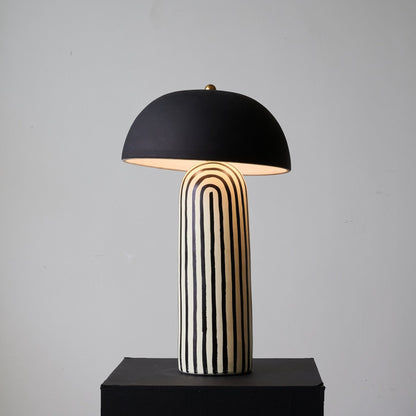Stria Ceramic Table Lamp Black White Stripe Modern Indoor Lighting