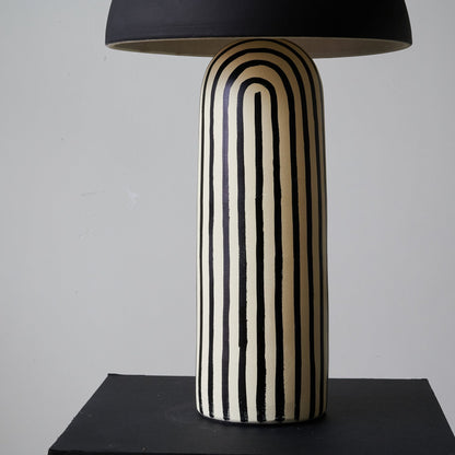 Stria Ceramic Table Lamp Black White Stripe Modern Indoor Lighting