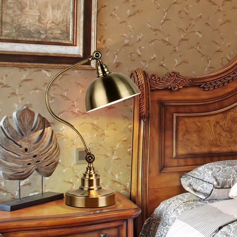 Antique Bronze Metallic LED Desk Lamp – Luxury Adjustable Gooseneck Task Light