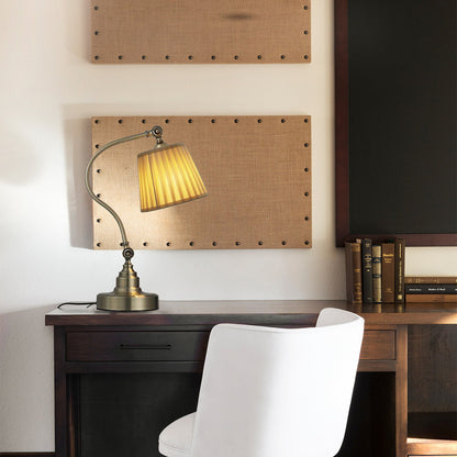 Empire-Style Industrial Metal Desk Lamp – Curved Arm Adjustable Task Light for Refined Workspaces