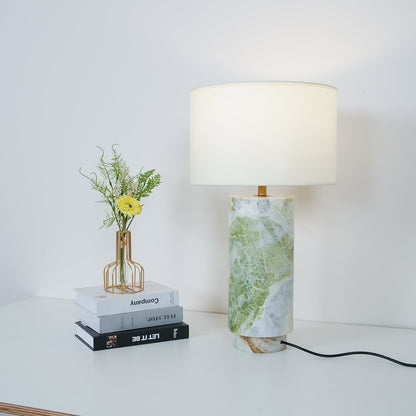 Terra Table Lamp Green Marble White Shade LED Indoor Lighting