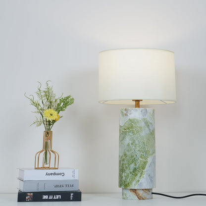 Terra Table Lamp Green Marble White Shade LED Indoor Lighting