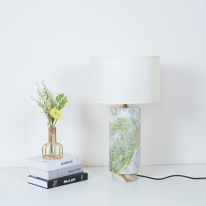 Terra Table Lamp Green Marble White Shade LED Indoor Lighting