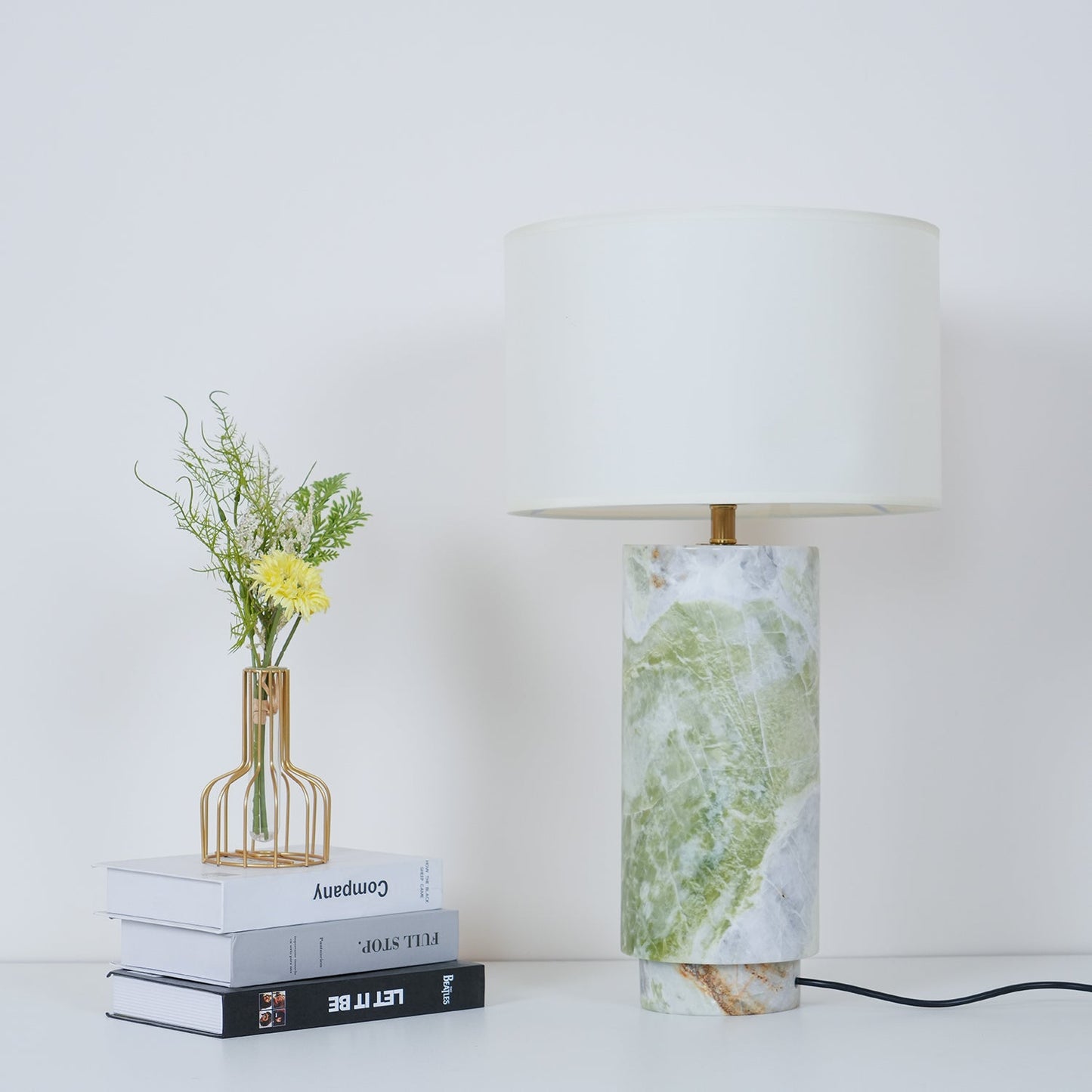 Terra Table Lamp Green Marble White Shade LED Indoor Lighting