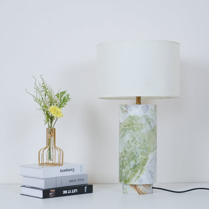 Terra Table Lamp Green Marble White Shade LED Indoor Lighting