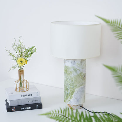 Terra Table Lamp Green Marble White Shade LED Indoor Lighting