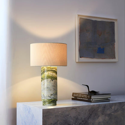 Terra Table Lamp Green Marble White Shade LED Indoor Lighting