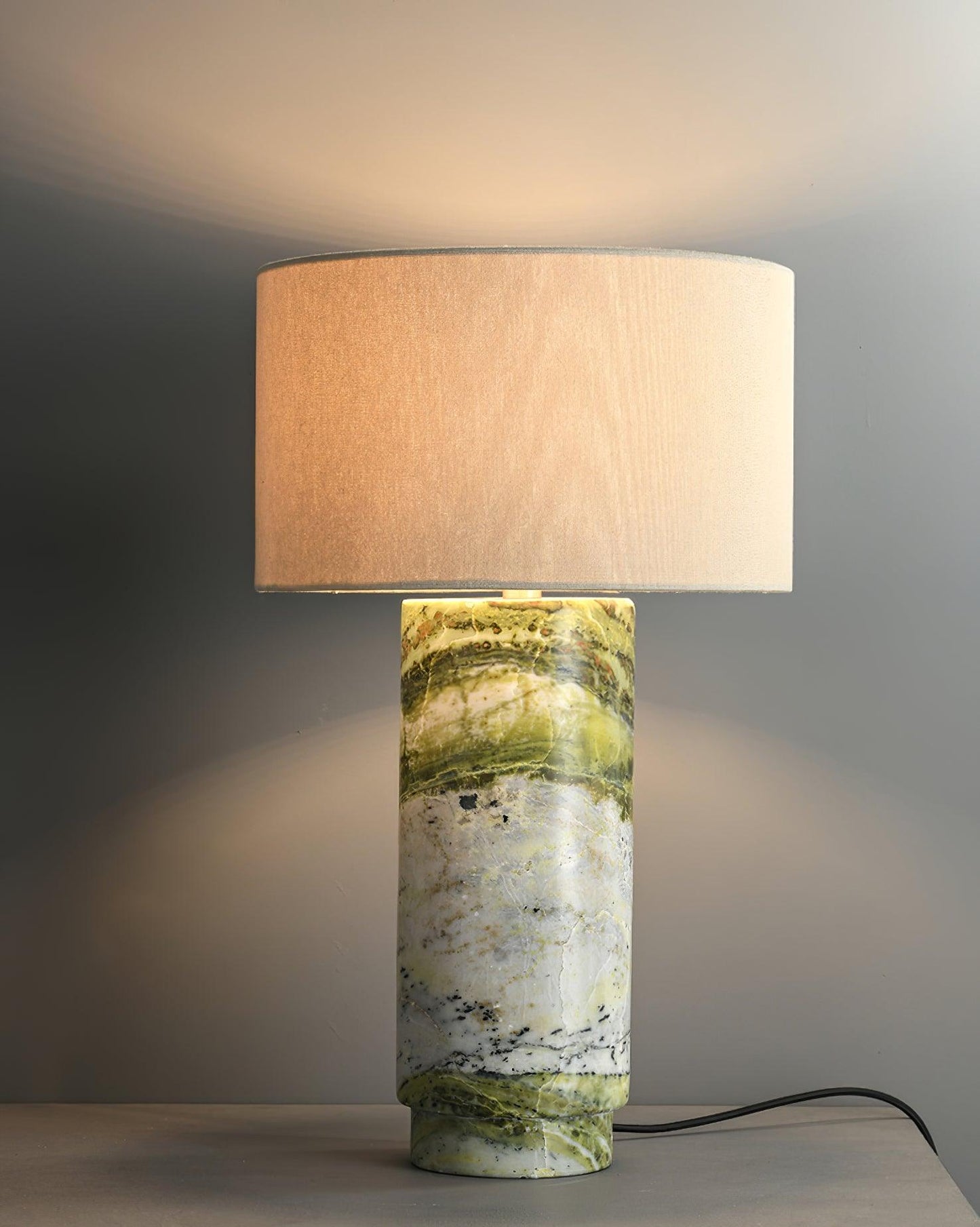 Terra Table Lamp Green Marble White Shade LED Indoor Lighting