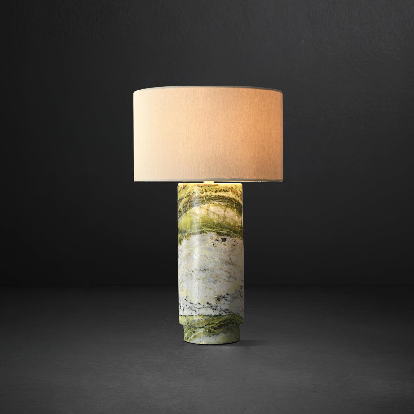Terra Table Lamp Green Marble White Shade LED Indoor Lighting