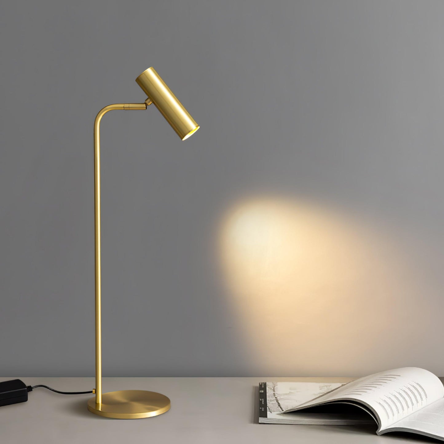 Torris Table Lamp Satin Brass Adjustable LED Desk Lighting