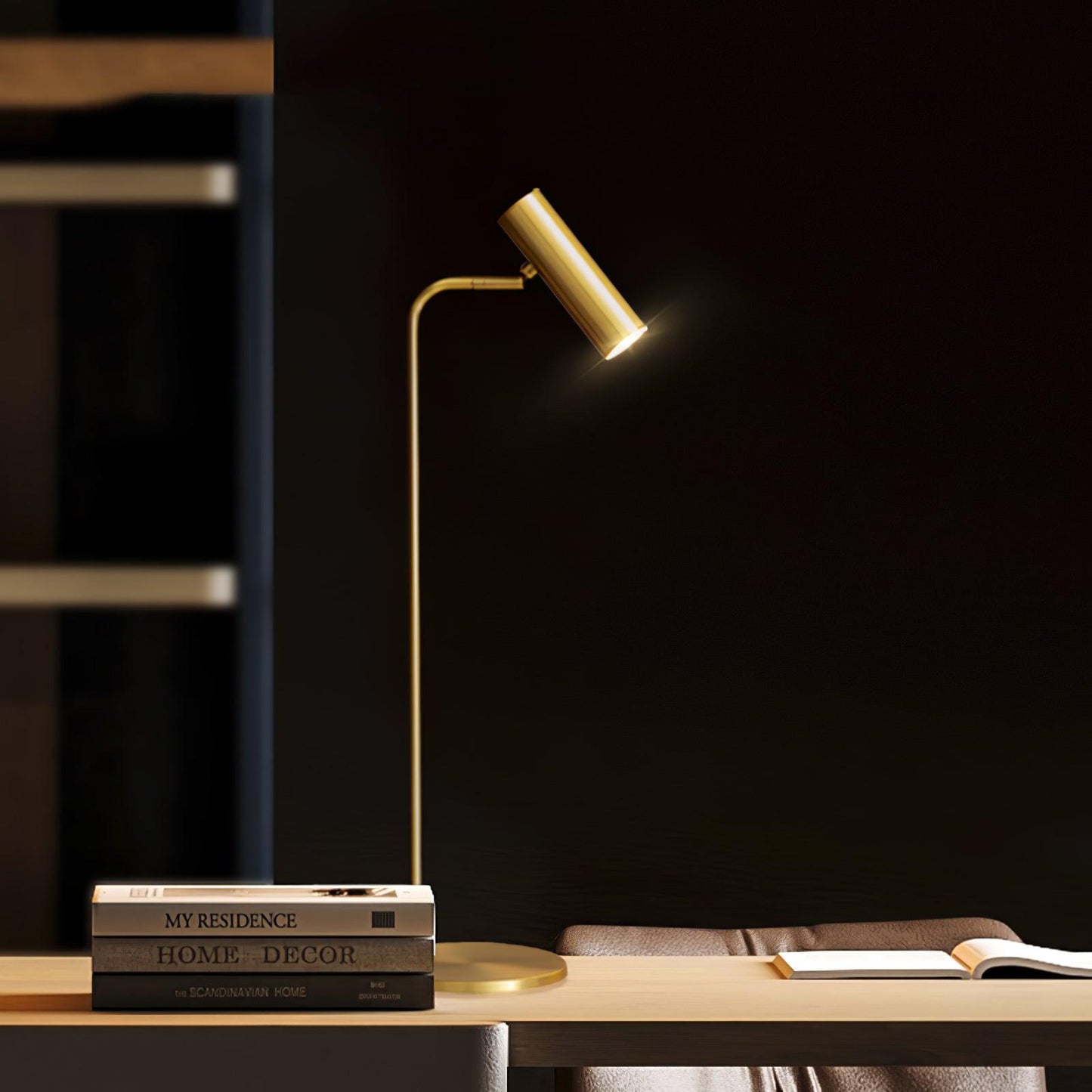 Torris Table Lamp Satin Brass Adjustable LED Desk Lighting