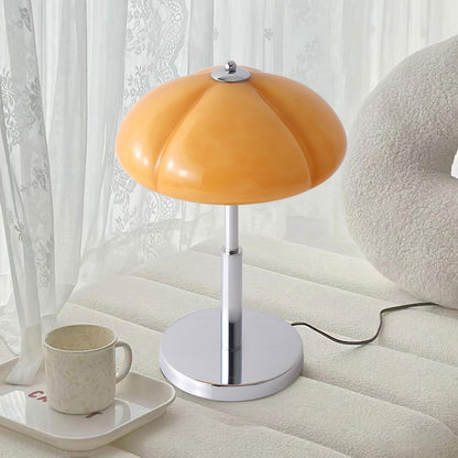 Mushroom Bauhaus Table Lamp Amber Glass Chrome LED Indoor Lighting