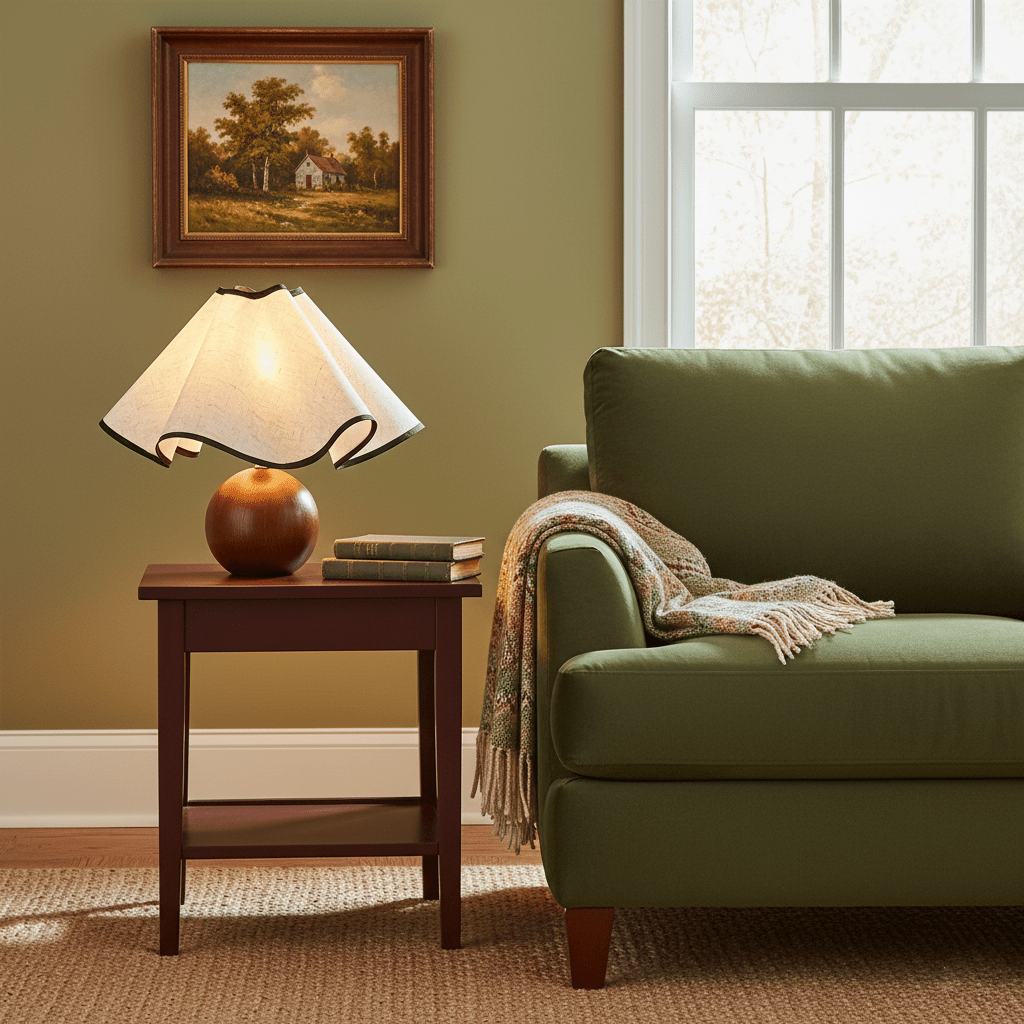 Wavecrest Table Lamp Wooden Base Linen Shade LED Indoor Lighting