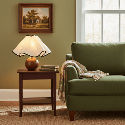 Wavecrest Table Lamp Wooden Base Linen Shade LED Indoor Lighting