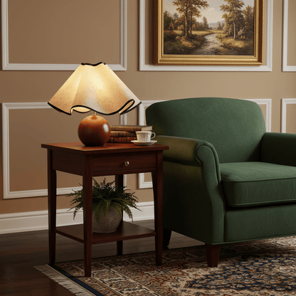 Wavecrest Table Lamp Wooden Base Linen Shade LED Indoor Lighting