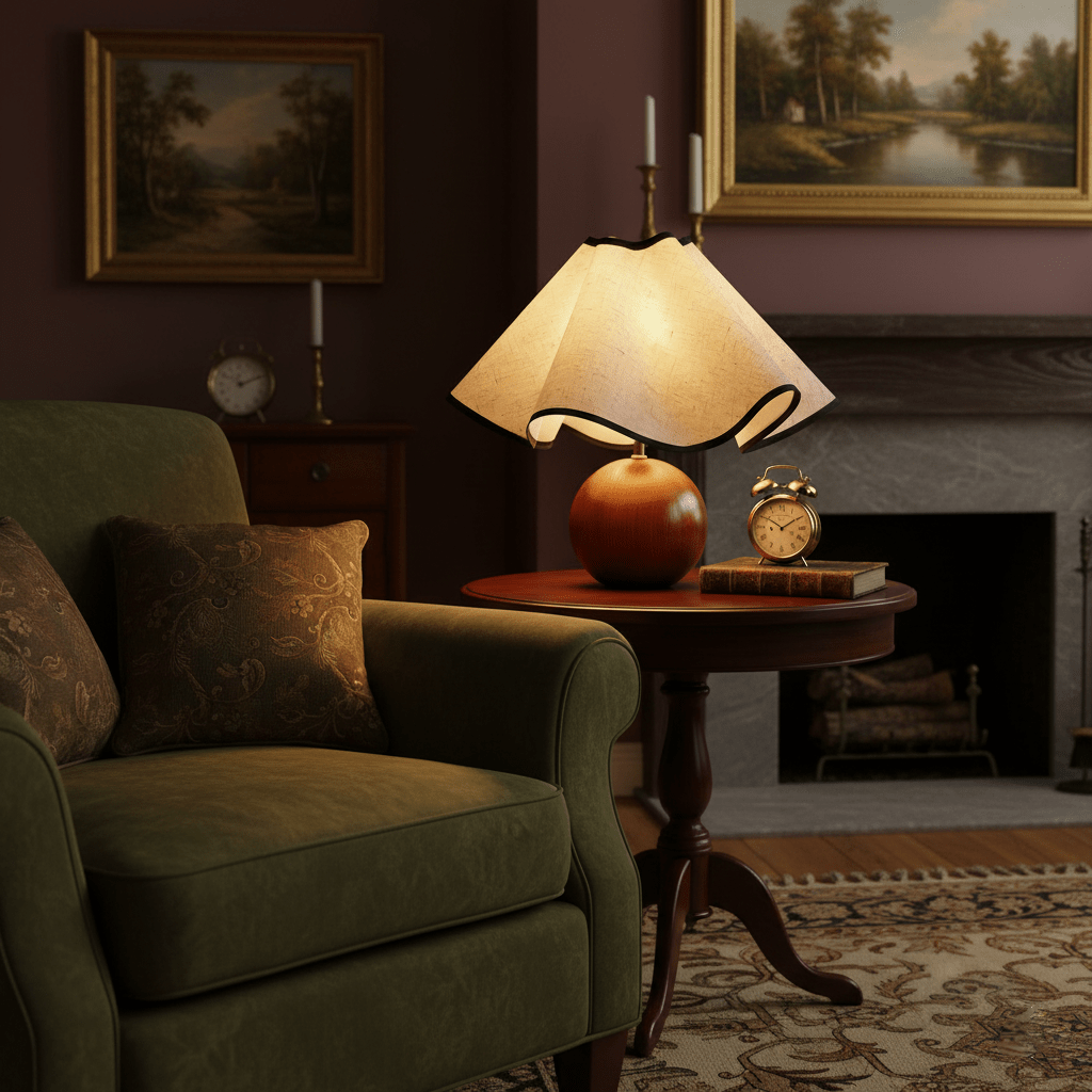 Wavecrest Table Lamp Wooden Base Linen Shade LED Indoor Lighting