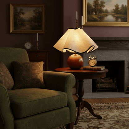 Wavecrest Table Lamp Wooden Base Linen Shade LED Indoor Lighting