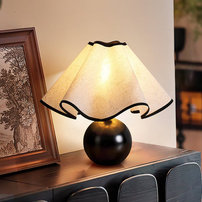 Wavecrest Table Lamp Wooden Base Linen Shade LED Indoor Lighting