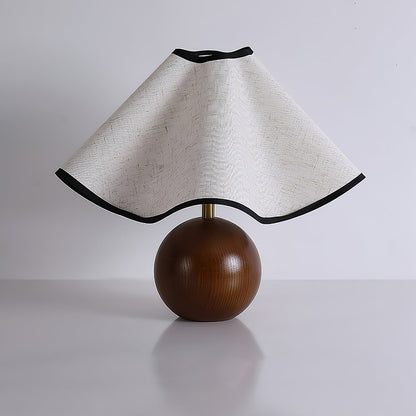 Wavecrest Table Lamp Wooden Base Linen Shade LED Indoor Lighting