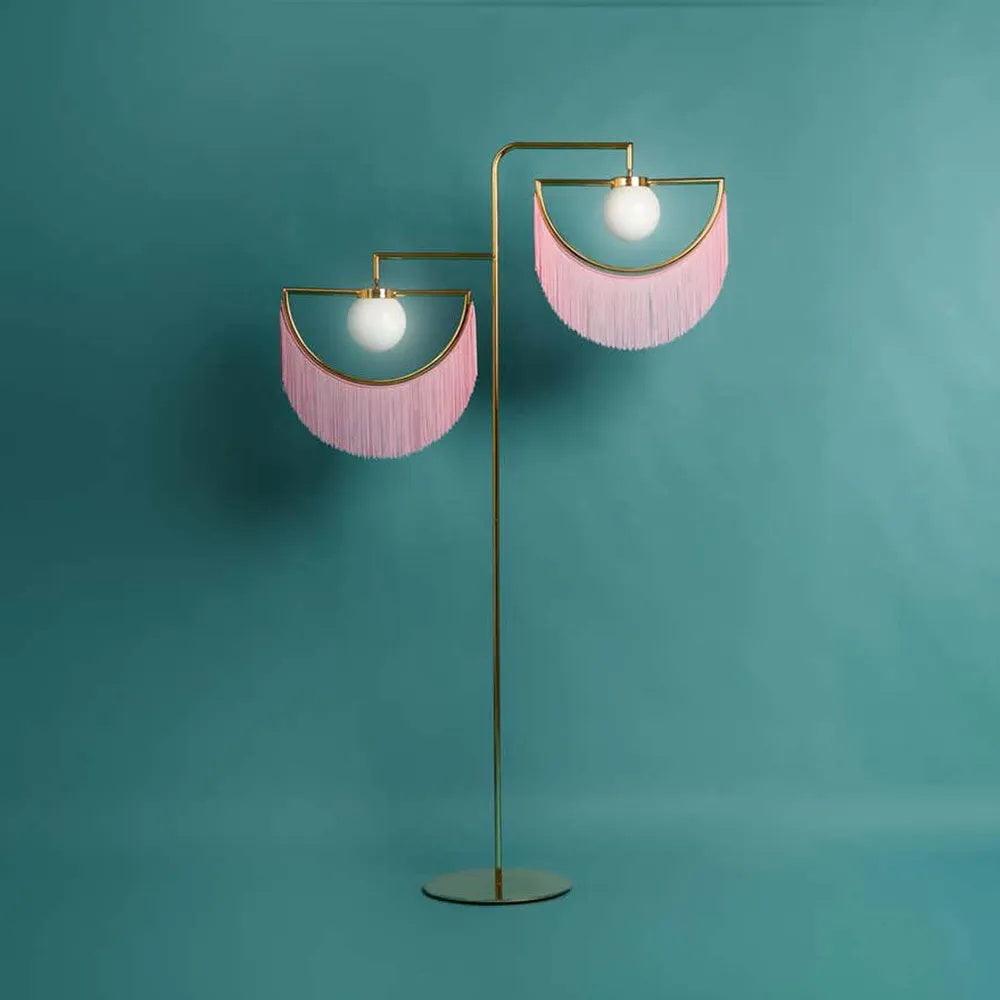 Wink Gold Pendant Floor Lamp with Fabric Fringes