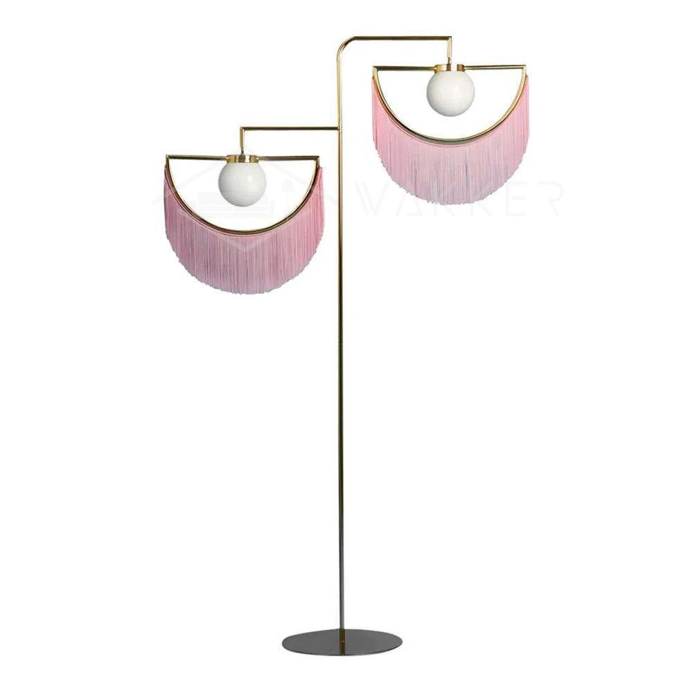 Wink Gold Pendant Floor Lamp with Fabric Fringes