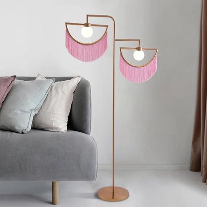Wink Gold Pendant Floor Lamp with Fabric Fringes