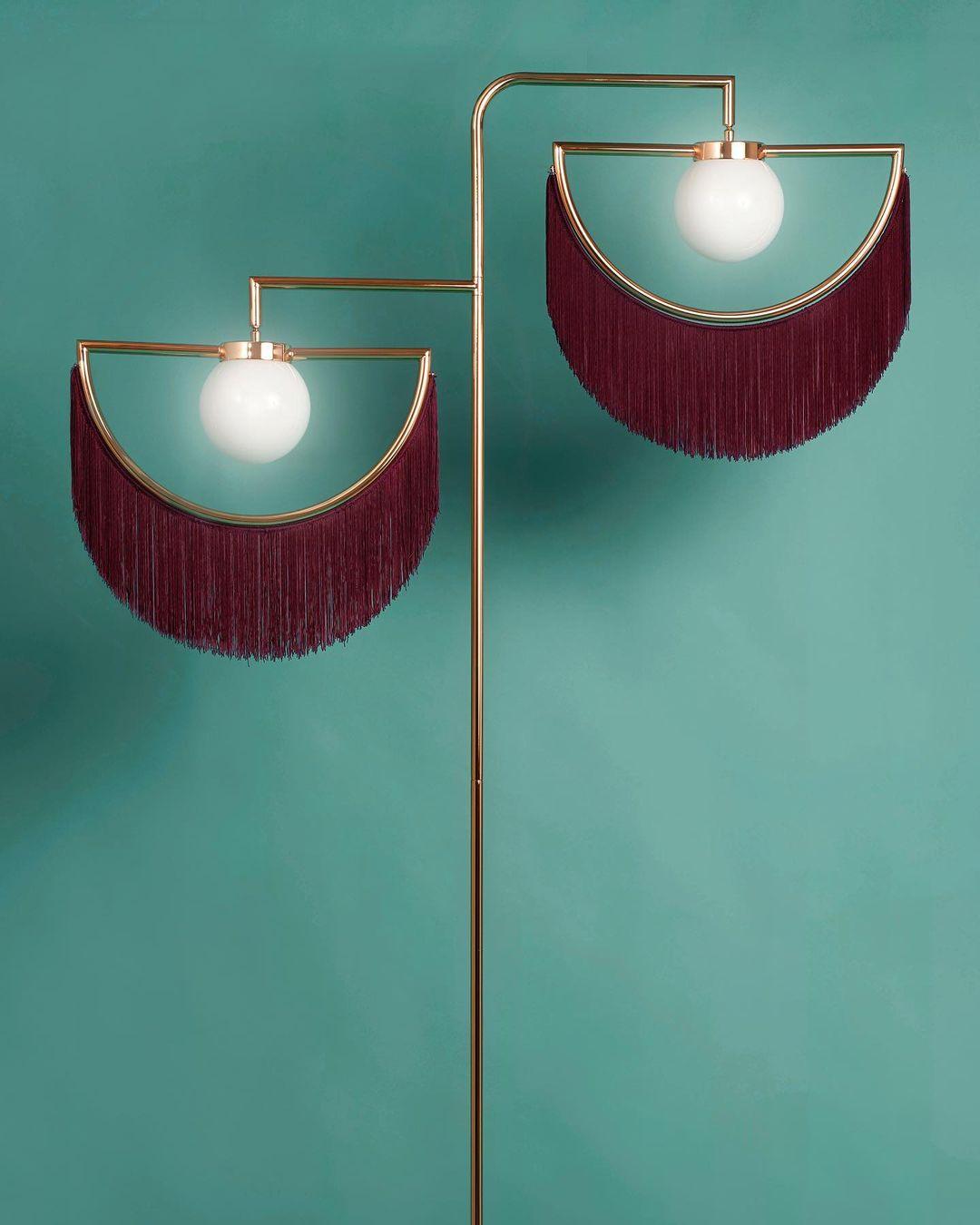 Wink Gold Pendant Floor Lamp with Fabric Fringes