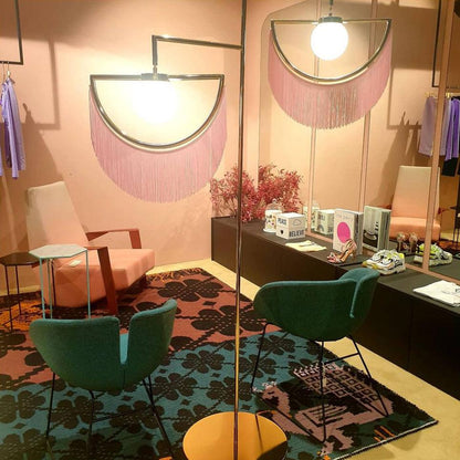 Wink Gold Pendant Floor Lamp with Fabric Fringes